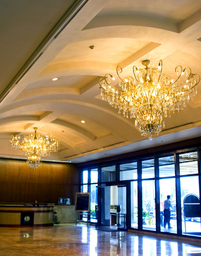 crystal chandelier at Nauru bldg.