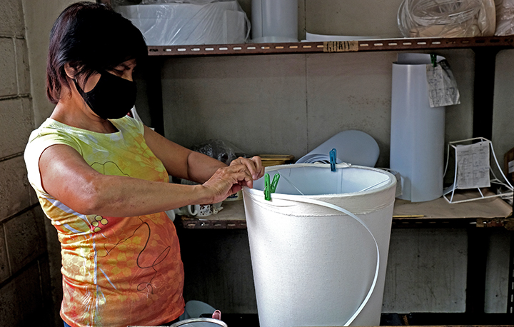 shade bias being sewn